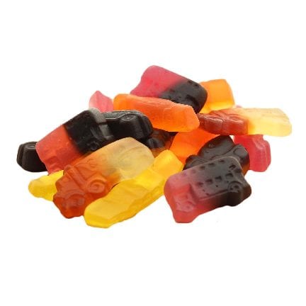 Glazen of kunststof snoeppot gevuld met autodrop