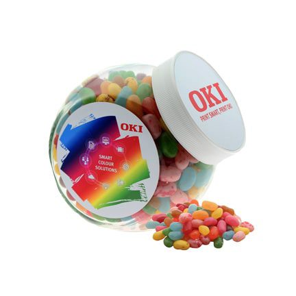 Glazen snoeppot met gekleurde deksel 850cc