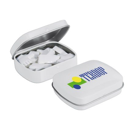 Bedrukt scharnierblikje met logo/vorm mints