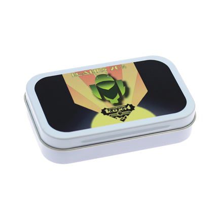 Groot pepermuntblik met bedrijfslogo