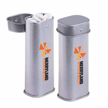 Bedrukt hoog blikje met pepermuntjes