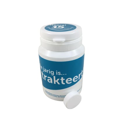 Bedrukt snoeppotje met eigen label