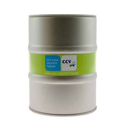 Stoer olieblik met full colour wikkel