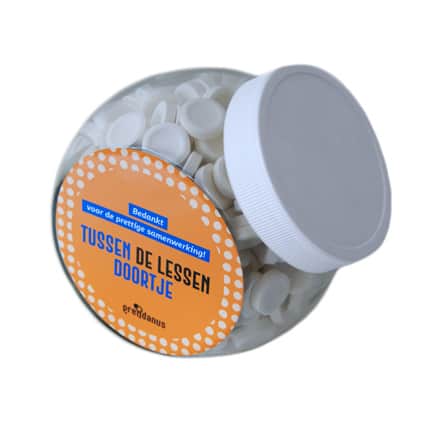 Glazen bio snoeppot met gekleurde deksel 850cc