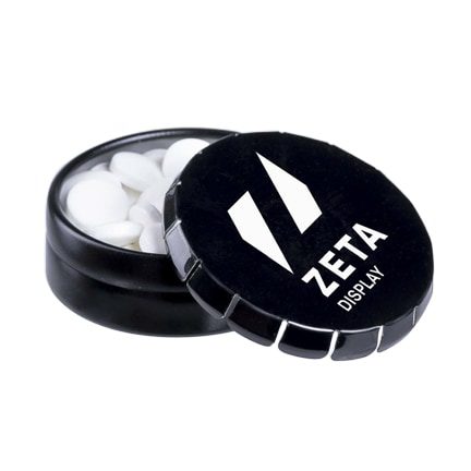 Rond pepermuntblikje met logo als give-away