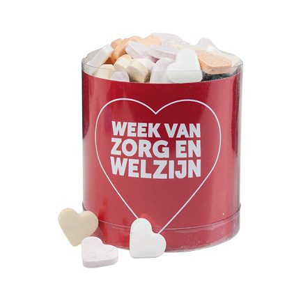 Kleine Snoepsilo met bedrukte promotiewikkel