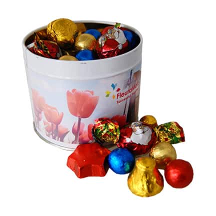 Logo Kerstblik met chocolade Kerstvulling