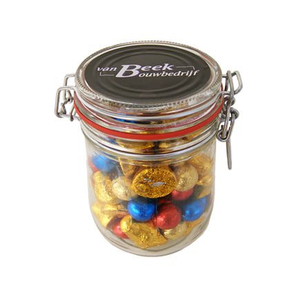 Ronde weckpot met Kerst chocolade 800cc