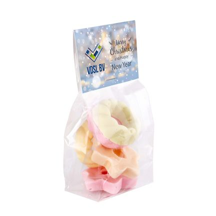 Zakje Kerst schuim kransjes met logokaartje