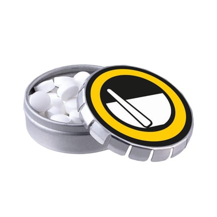 Gepersonaliseerd clic-clac blikje met logo