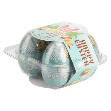 Eierdoosje met Paaseitjes in bedrukte folie