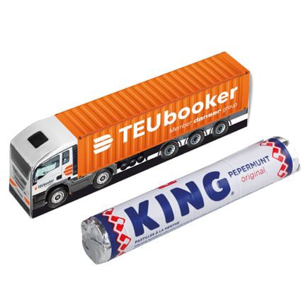 Bedrukte mini truck met rol King pepermunt