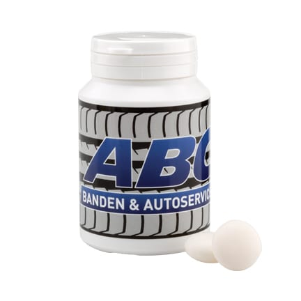 Bedrukt snoeppotje met Mentos mint of fruit