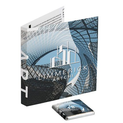 Bedrukte vouwkaart met bedrukt chocolaatje