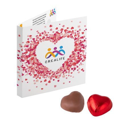 Bedrukte vouwkaart chocolade hartje
