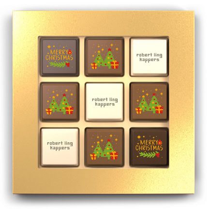 Logo-Kerstbonbons als eindejaarsgeschenk voor klanten