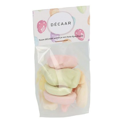 Snoepzakje logokaartje met paasschuimjes