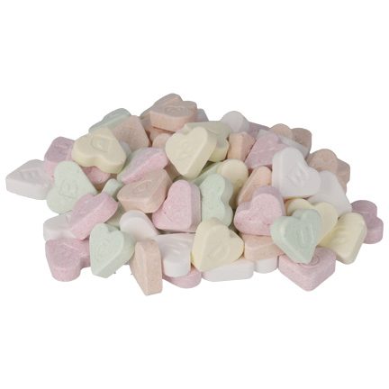 Dextrose vruchtenhartjes als vulling van je snoepzakje met logo