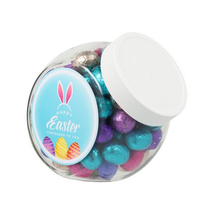 Glazen snoeppot met paaseitjes 850cc