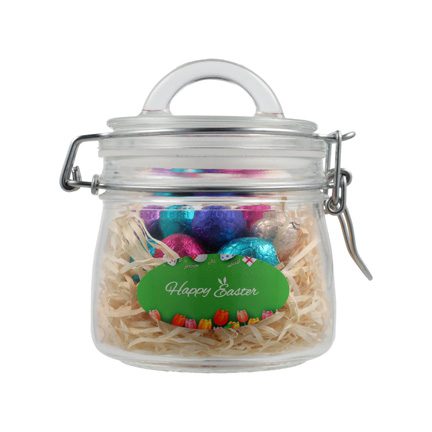 Stoer weckpotje met nestje paaseitjes 500cc