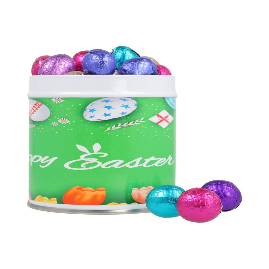 Bedrukt paasblik met paaseitjes