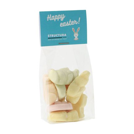 Snoepzakje logokaartje met paasschuimpjes