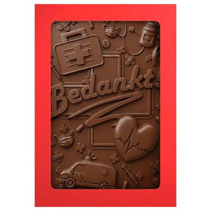 3D Dag van de Zorg Chocoladekaart in vensterdoosje