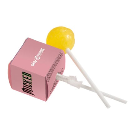 Lolly in bedrukt doosje als promo middel